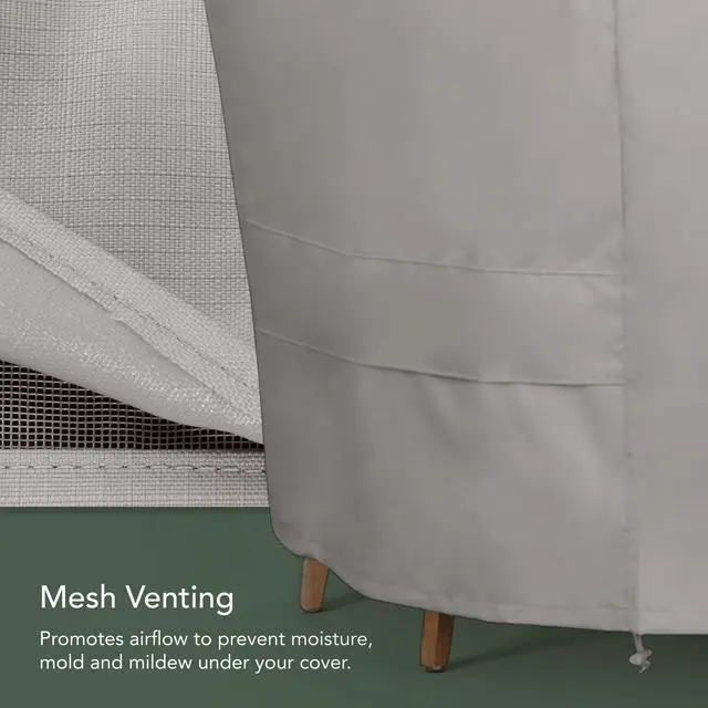 Alt view image 5 of 6 - Ultima Outdoor Adirondack Chair Cover 600D Heavy-Duty Waterproof Polyester Patio Chair Protector with Drawcord Hem, Buckle Straps & Covered Mesh Vent, 29W x 36D x 36H, Ripstop Grey