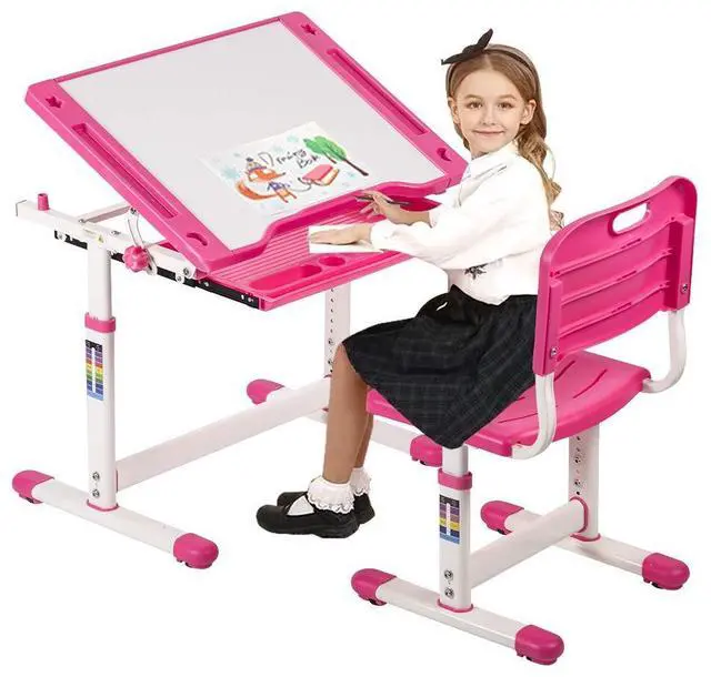 Main image of Kids Desk & Chair Set - Height Adjustable, Ergonomic, Sturdy Table with Drawer Storage - Interactive Workstation & Art Writing Desk for Girls & Boys