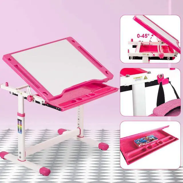 Alt view image 2 of 6 - Kids Desk & Chair Set - Height Adjustable, Ergonomic, Sturdy Table with Drawer Storage - Interactive Workstation & Art Writing Desk for Girls & Boys