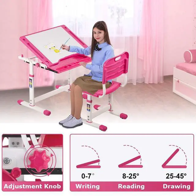 Alt view image 5 of 6 - Kids Desk & Chair Set - Height Adjustable, Ergonomic, Sturdy Table with Drawer Storage - Interactive Workstation & Art Writing Desk for Girls & Boys