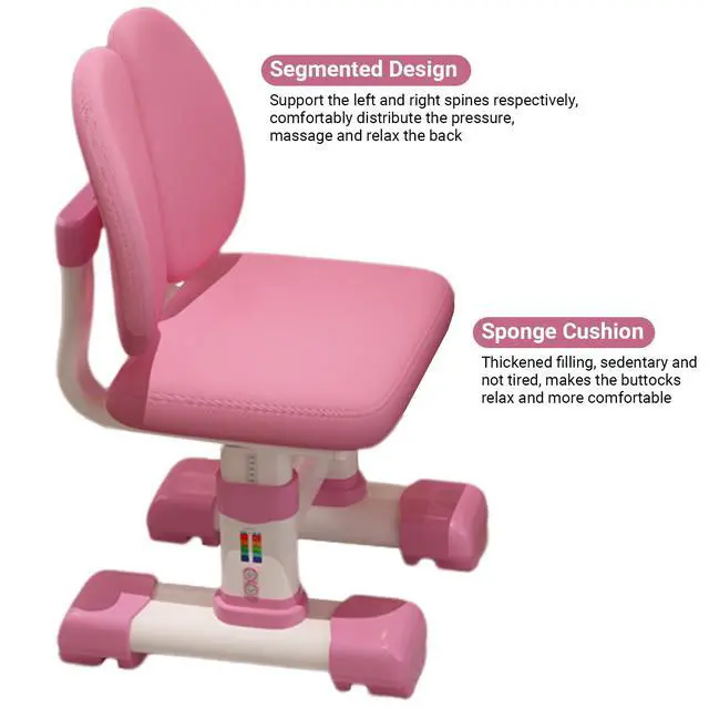 Alt view image 6 of 6 - Kids Desk and Chair Set, Adjustable Height Kids Desk with Storage and Drawers Girls Desk Pink Writing Reading Drawing