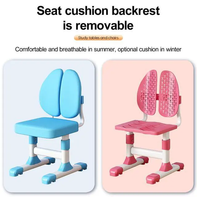 Alt view image 3 of 6 - Height Adjustable Kids Study Desk and Chair Set with Shelf, Astronaut Pattern, Ergonomic Dual Back Support, Storage Drawer, for Boys and Girls 3+ (Pink)