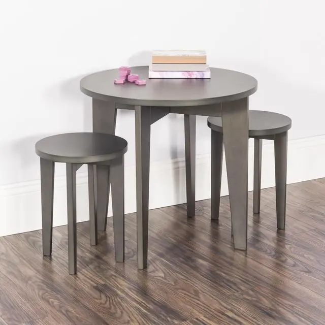 Alt view image 2 of 5 - Geo Table and Stools Set, Includes Table and 2 Stools, Fun Geometric Design, for Kids Ages 3-6 Years (Dapper Gray)