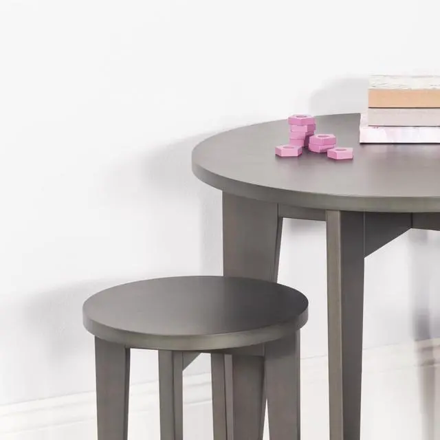 Alt view image 4 of 5 - Geo Table and Stools Set, Includes Table and 2 Stools, Fun Geometric Design, for Kids Ages 3-6 Years (Dapper Gray)