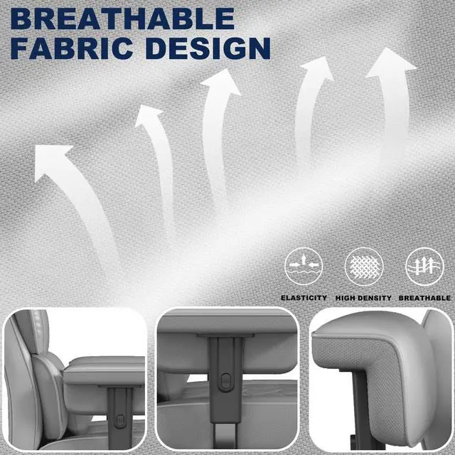Alt view image 5 of 6 - Big and Tall Office Chair with Footrest, High Back Executive Desk Chair with Adjustable Lift Armrest, 155°Recline,Lumbar Support Pillow, Faux Leather Gaming Chairs for Home or Office Gray
