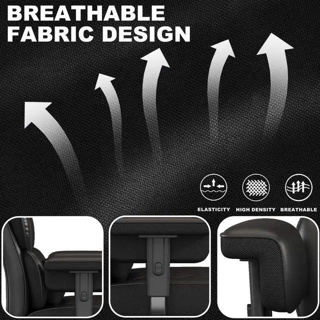 Alt view image 6 of 6 - Big and Tall Office Chair with Footrest, High Back Executive Desk Chair with Adjustable Lift Armrest, 155°Recline,Lumbar Support Pillow, Faux Leather Gaming Chairs for Home or Office Black