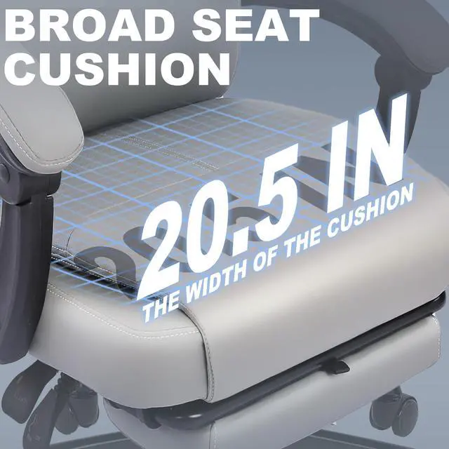 Alt view image 5 of 5 - Big and Tall Office Chair with Footrest, High Back Desk Chair with Linkage Armrest, 90-155° Recline Executive Computer Chairs with Adjustable Height for Home