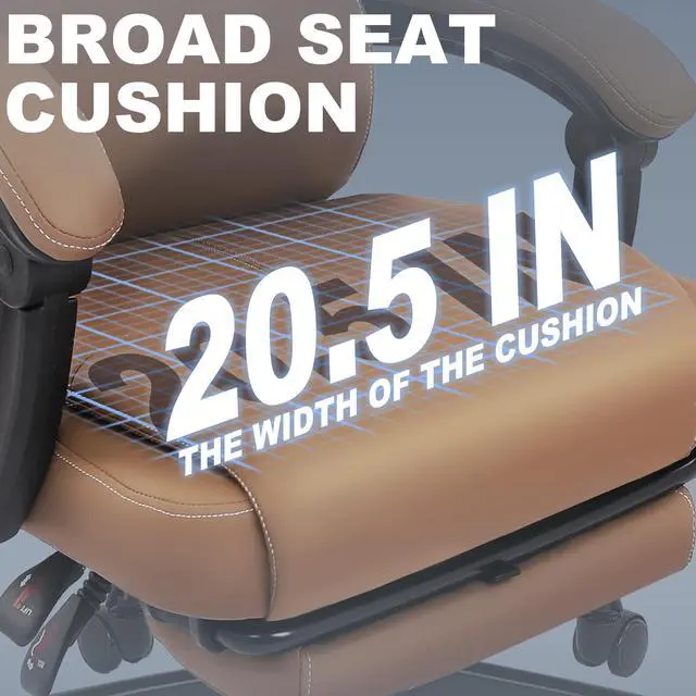 Alt view image 5 of 5 - Big and Tall Office Chair with Footrest, High Back Desk Chair with Linkage Armrest, 90-155° Recline Executive Computer Chairs with Adjustable Height for Home