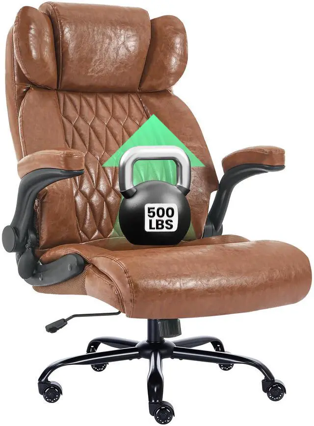 Main image of 500lbs Big and Tall Office Chair Adjustable Lumbar Support for Back Pain, Extra Wide Seat Executive Office Chair Thick Armrest Pad, Heavy Duty Base&Upgraded Wheels, Ergonomic Comfy Computer Desk Chair