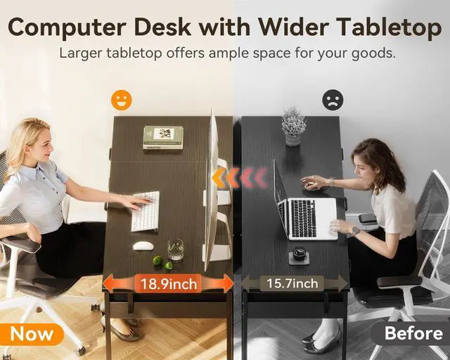Alt view image 5 of 6 - Computer Desk with 6 Drawers, 48 Inch Office Desk with Storage, Reversible Desk with Headphone Hook for Home Office, Work Study Table for Bedroom, Black