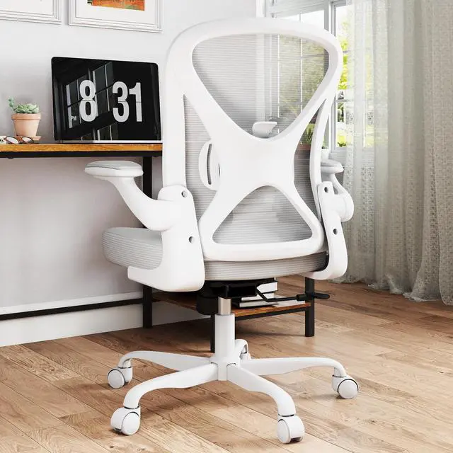 Main image of Ergonomic Office Chair with Adjustable Lumbar Support, 300 lbs Swivel Desk Chair with Flip-Up Arms, Mesh Comfy Padded Seat for Computer and Home, Grey