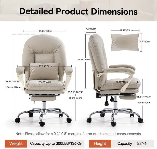 Alt view image 3 of 6 - Office Chair with Foot Rest Reclining Desk Chair Comfy, PU Leather | Home Office Desk Chairs Criss Cross Chair With Wheels Mid Back Swivel Chair for Home, Beige