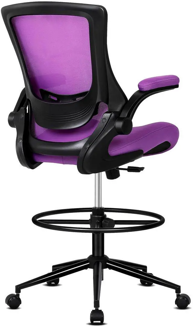 Main image of Tall Office Chair, Drafting Chair for Standing Desk, High Office Chair with Adjustable Lumbar Support, Flip-up Arm and Footrest Ring, Tall Drafting Chair for Bar Height Desk