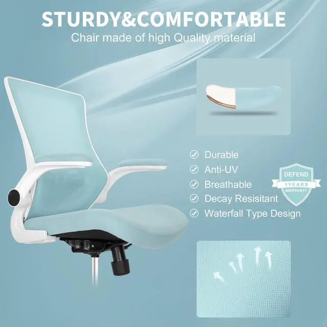 Alt view image 5 of 6 - Tall Office Chair, Drafting Chair for Standing Desk, High Office Chair with Adjustable Lumbar Support, Flip-up Arm and Footrest Ring, Tall Drafting Chair for Bar Height Desk
