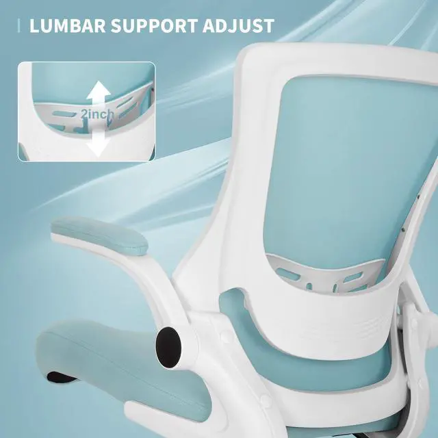 Alt view image 6 of 6 - Tall Office Chair, Drafting Chair for Standing Desk, High Office Chair with Adjustable Lumbar Support, Flip-up Arm and Footrest Ring, Tall Drafting Chair for Bar Height Desk