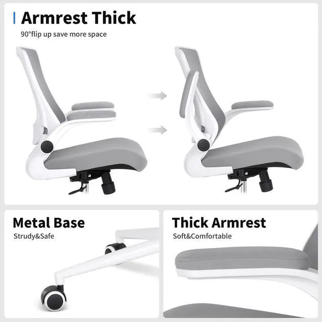 Alt view image 6 of 6 - Tall Office Chair, Drafting Chair for Standing Desk, High Office Chair with Adjustable Lumbar Support, Flip-up Arm and Footrest Ring, Tall Drafting Chair for Bar Height Desk