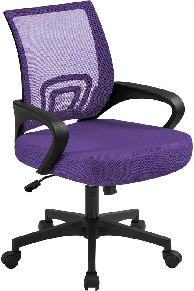 Main image of Mid Back Mesh Computer Office Desk Chair Adjustable Swivel, Purple