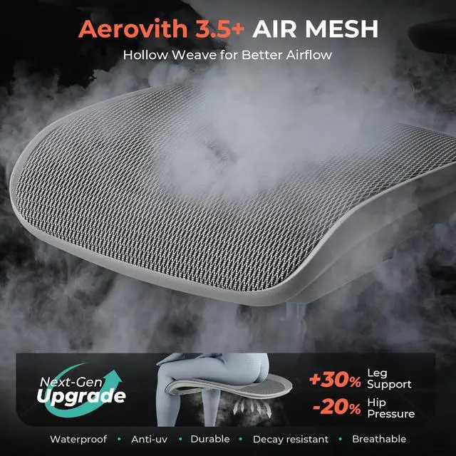 Alt view image 6 of 6 - Ergonomic Mesh Office Chair, Adjustable Lumbar High Back Desk Chair 400lbs, 4D Flip-up Arms, 3 Tilt Backrest, 3D Headrest, PU Wheels, Swivel Rolling Computer Chair for Long Desk Work - Grey