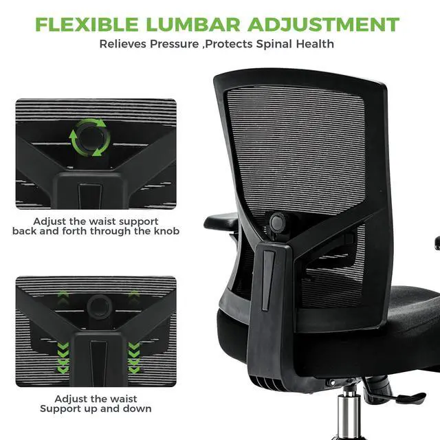 Alt view image 5 of 6 - Big and Tall Office Chair 700lbs with Ergonomic W Wide Thick Seat Cushion, Oversized Mesh Desk Chair with Adjustable Lumbar Support, Computer Chair with Upgraded 4D Armrests