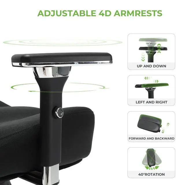 Alt view image 6 of 6 - Big and Tall Office Chair 700lbs with Ergonomic W Wide Thick Seat Cushion, Oversized Mesh Desk Chair with Adjustable Lumbar Support, Computer Chair with Upgraded 4D Armrests