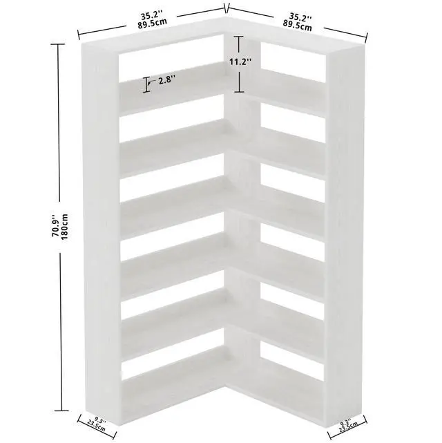 Alt view image 3 of 6 - Bookshelves 6 Tiers with Baffles Industrial Large Corner Etagere Bookcase Storage Display Rack for Living Room Home Office