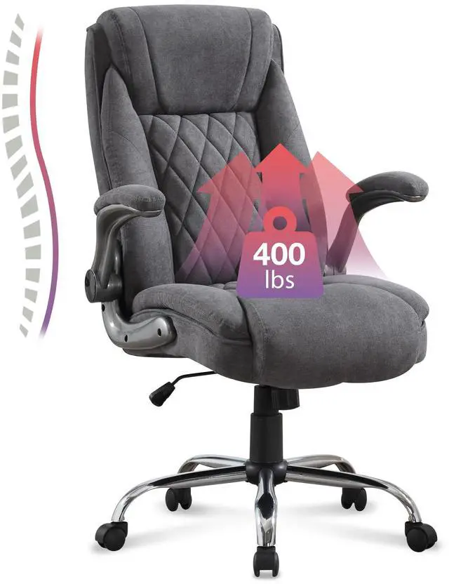 Main image of Big and Tall Fabric Office Chair 400lbs High Back Executive Computer Desk Chair with Flip Up Armrest, Breathable Fabric Adjustable Height Ergonomic Home Office Heavy Duty