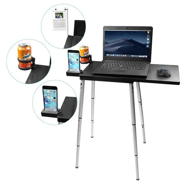 Alt view image 2 of 6 - Portable Laptop Computer Desk Stand Table Foldable Compact Lightweight Adjustable Height 19-29 inches for Travel Remote Work Home Office School Debate