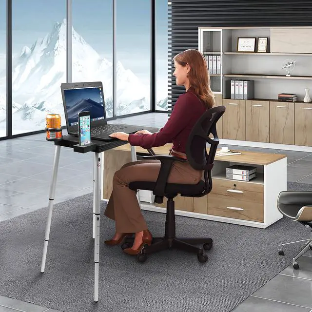 Alt view image 6 of 6 - Portable Laptop Computer Desk Stand Table Foldable Compact Lightweight Adjustable Height 19-29 inches for Travel Remote Work Home Office School Debate