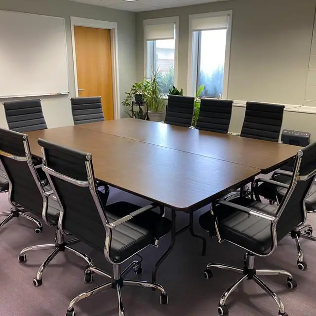 Alt view image 2 of 6 - Home Office Chair Ribbed, Modern Leather Conference Room Chairs, Ergonomic Office Desk Chair, High Back Executive Computer Chair, Adjustable Swivel Chair with Arms (Black)