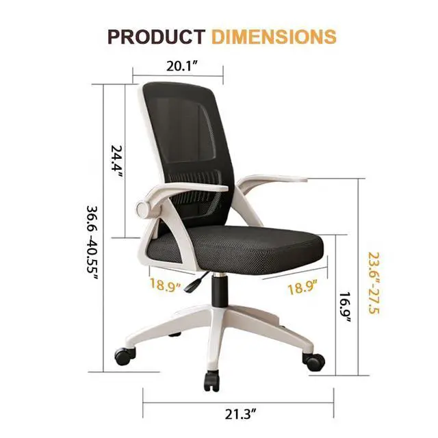 Alt view image 2 of 6 - Home Office Chair Ergonomic Breathable Mesh Chair High Back with Adjustable Height Swivel with Flip-Up Arms and Lumbar Support