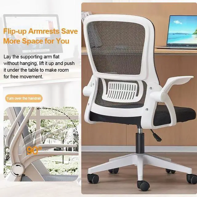 Alt view image 4 of 6 - Home Office Chair Ergonomic Breathable Mesh Chair High Back with Adjustable Height Swivel with Flip-Up Arms and Lumbar Support