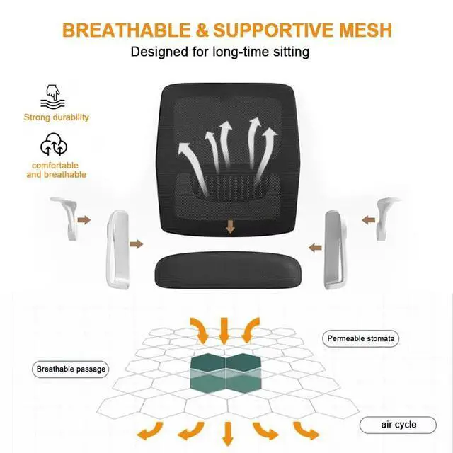 Alt view image 5 of 6 - Home Office Chair Ergonomic Breathable Mesh Chair High Back with Adjustable Height Swivel with Flip-Up Arms and Lumbar Support