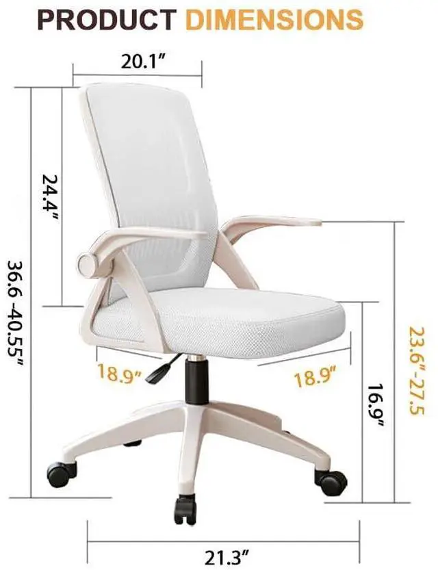 Alt view image 2 of 6 - Home Office Chair Ergonomic Breathable Mesh Chair High Back with Adjustable Height Swivel with Flip-Up Arms and Lumbar Support