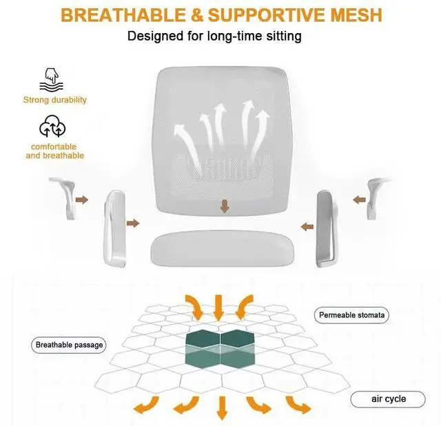 Alt view image 5 of 6 - Home Office Chair Ergonomic Breathable Mesh Chair High Back with Adjustable Height Swivel with Flip-Up Arms and Lumbar Support