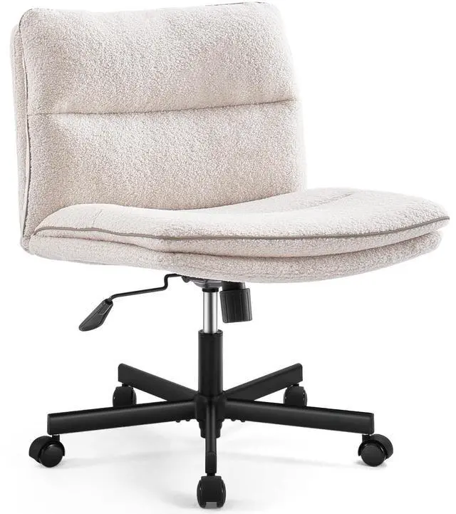 Main image of Criss Cross Office Chair with Wheels Desk Chair Comfy, Furry | Cross Legged Office Chair Mid-Back Vanity Chair Ergonomic Swivel Task Chair with Thickened Cushion