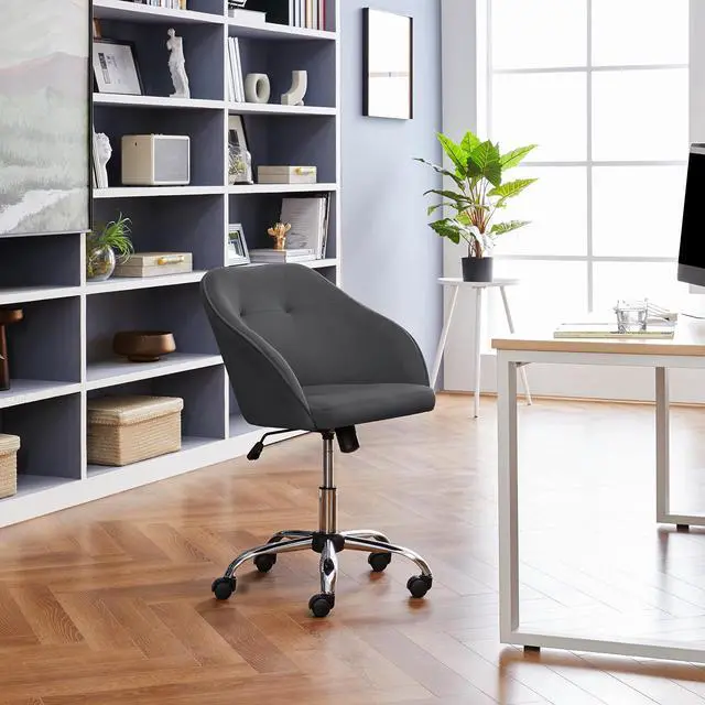 Alt view image 2 of 6 - Office Chair Height Adjustable Mid Back Chair Swivel Large Seat Chairs Desk Chair Computer Chair on Wheels with Armrests