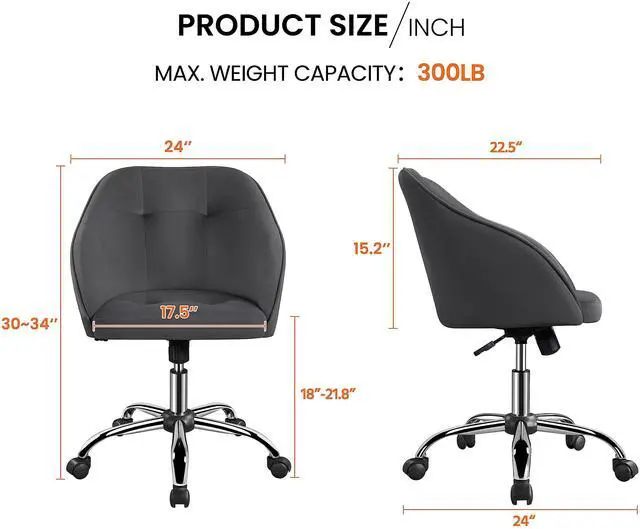 Alt view image 3 of 6 - Office Chair Height Adjustable Mid Back Chair Swivel Large Seat Chairs Desk Chair Computer Chair on Wheels with Armrests