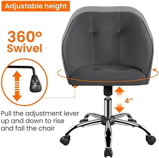 Alt view image 5 of 6 - Office Chair Height Adjustable Mid Back Chair Swivel Large Seat Chairs Desk Chair Computer Chair on Wheels with Armrests