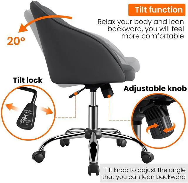 Alt view image 6 of 6 - Office Chair Height Adjustable Mid Back Chair Swivel Large Seat Chairs Desk Chair Computer Chair on Wheels with Armrests