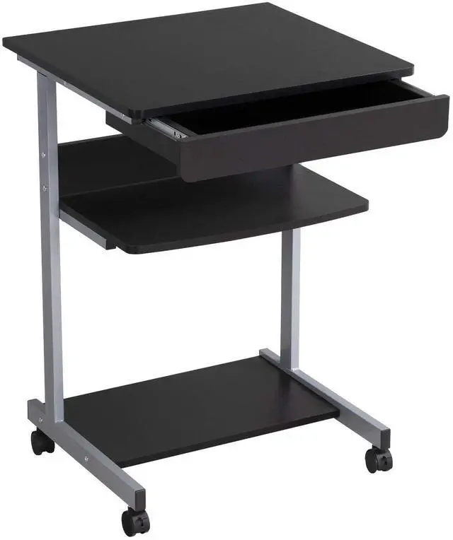Main image of Mobile Computer Desk Cart, Small Rolling Laptop Desk PC Table Workstation with Drawer and Printer Shelf, Writing Desk Table for Small Space/Home Office