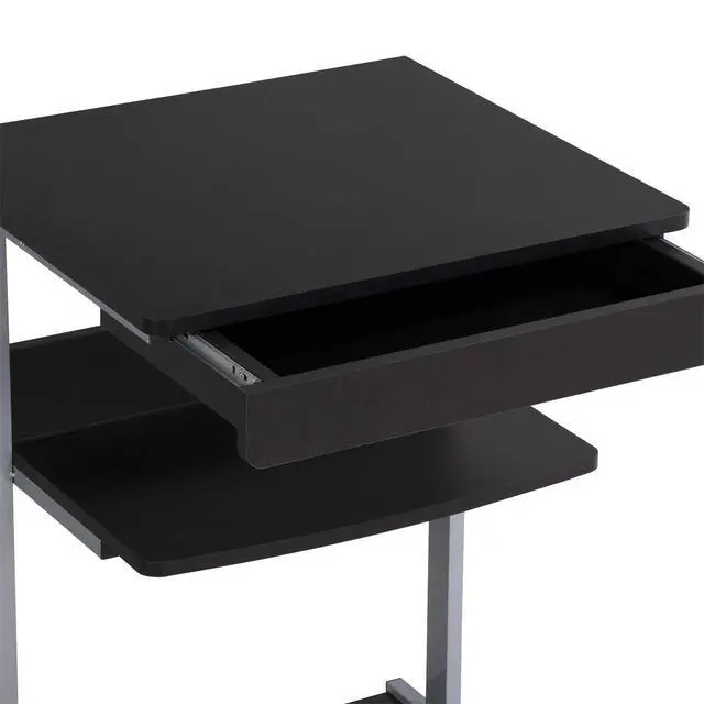 Alt view image 6 of 6 - Mobile Computer Desk Cart, Small Rolling Laptop Desk PC Table Workstation with Drawer and Printer Shelf, Writing Desk Table for Small Space/Home Office