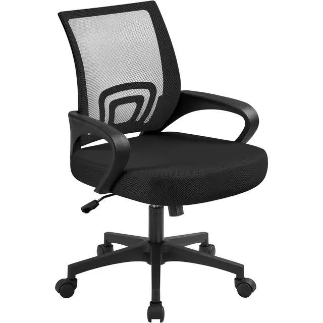 Alt view image 4 of 6 - Home Office Modern Desk and Chair Set Computer Desk w/Drawer & Shelves with Ergonomic Mesh Height Adjustable Office Chair