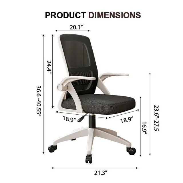Alt view image 2 of 6 - Office Chair, Ergonomic Desk Chair Breathable Mesh Chair Swivel Chair with Flip-Up Arms and Lumbar Support Computer Chair for Home Office