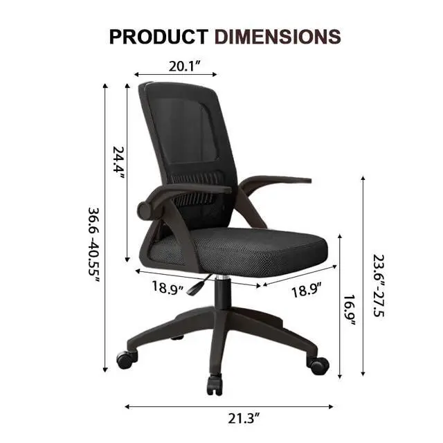 Alt view image 2 of 6 - Office Chair, Ergonomic Desk Chair Breathable Mesh Chair Swivel Chair with Flip-Up Arms and Lumbar Support Computer Chair for Home Office