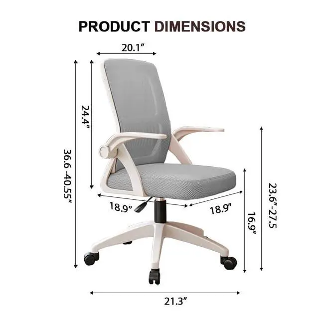 Alt view image 2 of 6 - Office Chair, Ergonomic Desk Breathable Mesh Swivel Chair with Flip-Up Arms and Lumbar Support Computer for Home Office