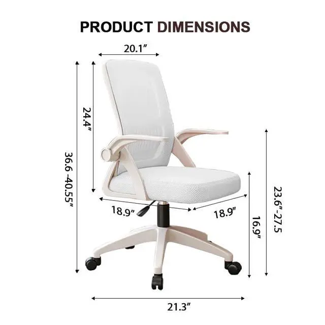 Alt view image 2 of 6 - Office Chair, Ergonomic Desk Chair Breathable Mesh Chair Swivel Chair with Flip-Up Arms and Lumbar Support Computer Chair for Home Office