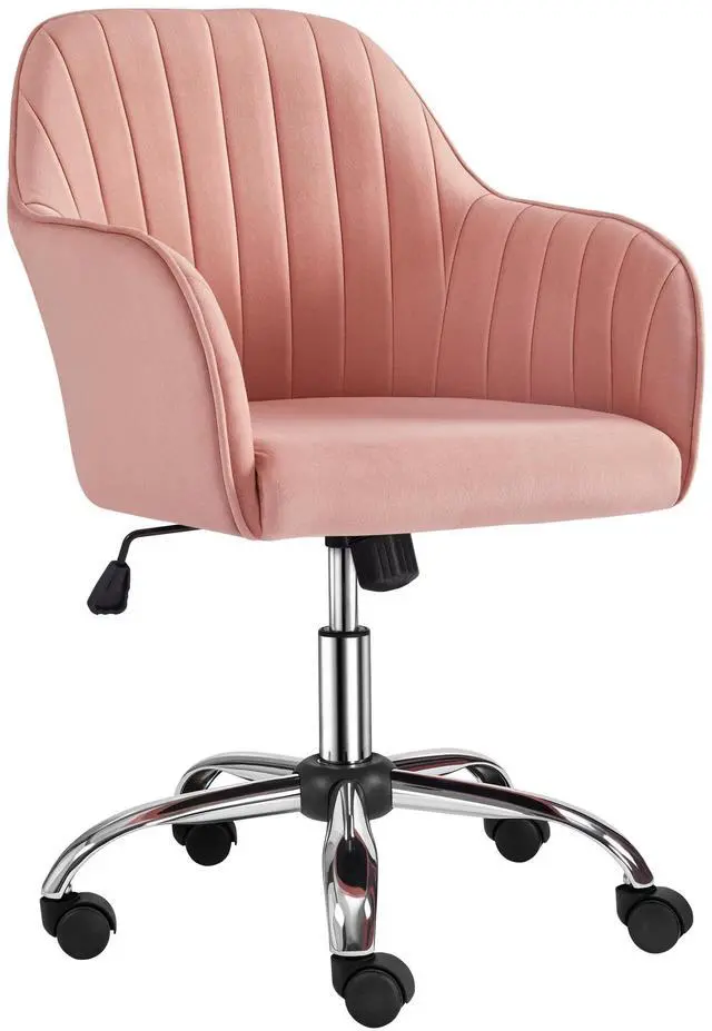 Main image of Pink Desk Vanity Chair Comfy Modern Aesthetic Accent Armchair Height Adjustable Swivel Computer Chair for Bedroom or Office