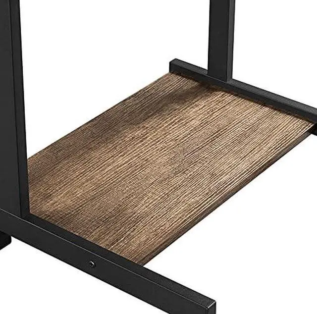 Alt view image 5 of 6 - Rolling Computer Desk for Small Spaces, Laptop Computer Desk with Wheels, Mobile Standing Desk Compact Student Bedside Table Taupe Wood