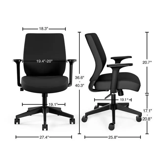 Alt view image 2 of 6 - Staples Ergonomic Task Chair, Fabric, Black