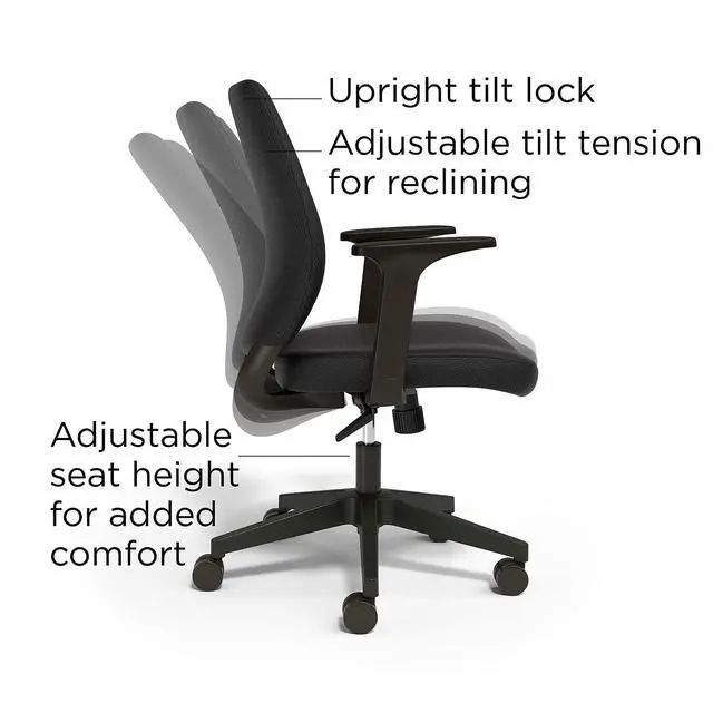 Alt view image 5 of 6 - Staples Ergonomic Task Chair, Fabric, Black